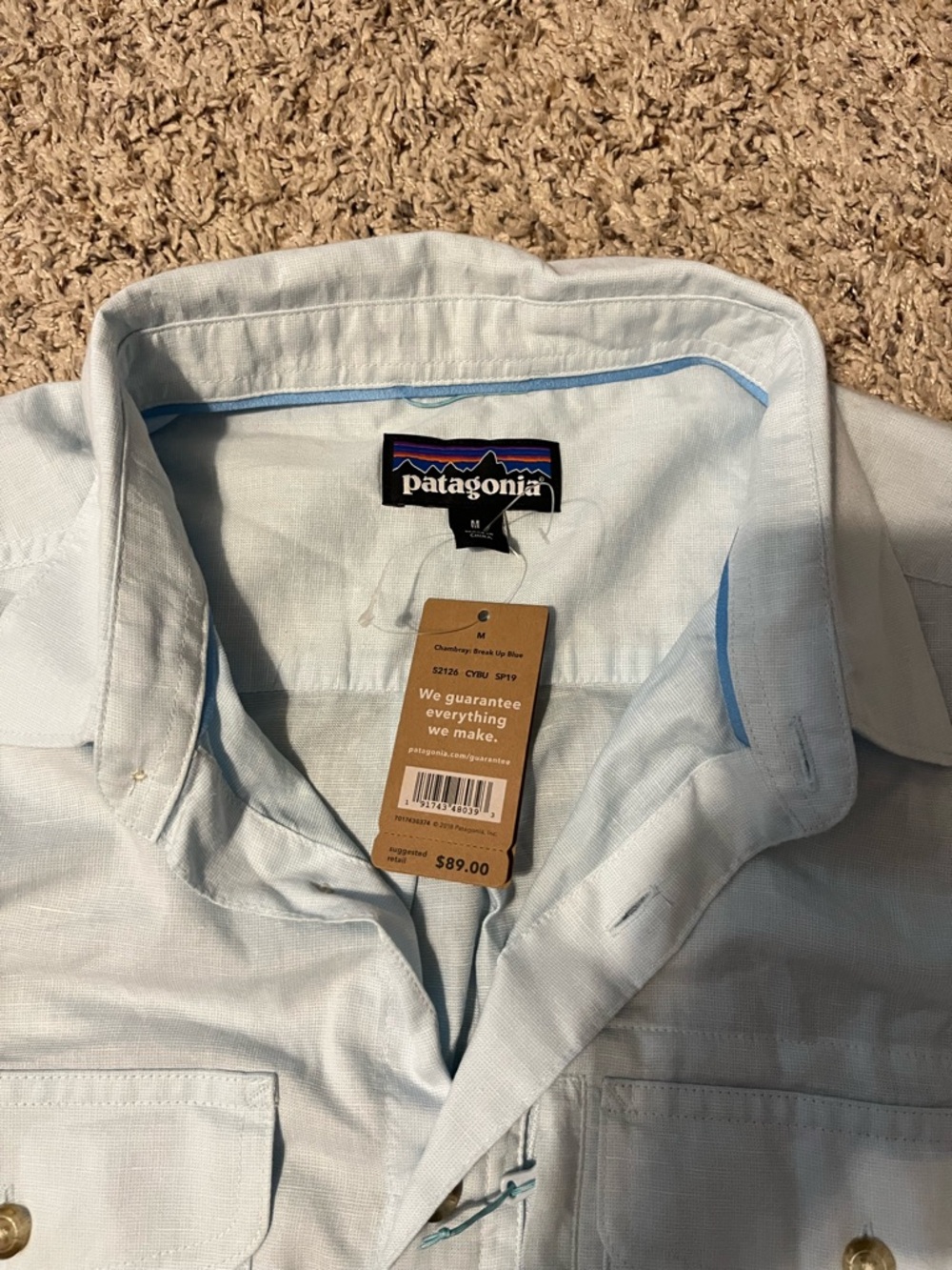 Patagonia Pale Blue Long-Sleeve Button Shirt